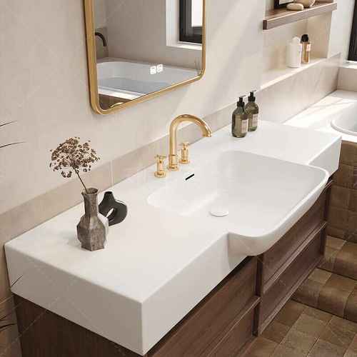 琦美石一体大肚盆窄边小户型浴室柜组合卫生间洗手洗脸池洗漱台盆