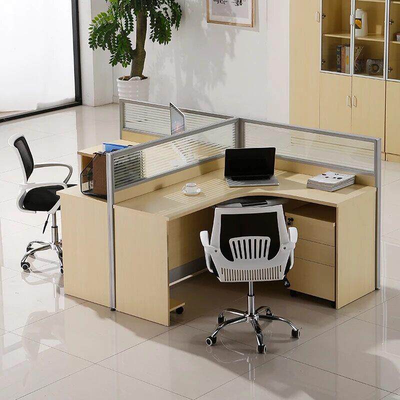 职员办公桌椅组合 四4人位员工屏风隔断卡座L型电脑桌工作位