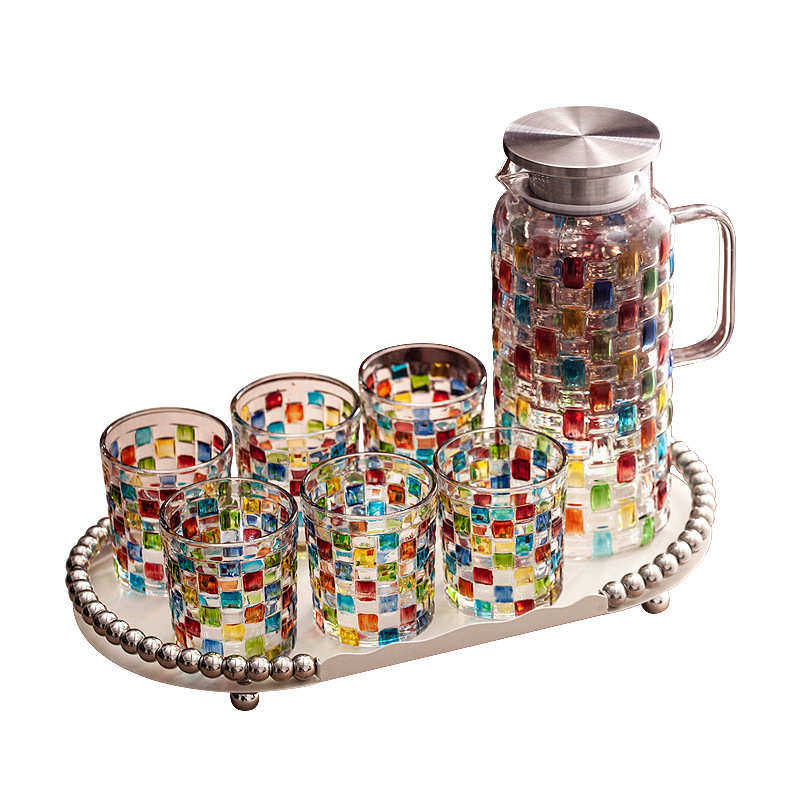 创意简约水具套装家用客厅玻璃喝水杯子茶杯茶具茶壶待客用复古风,餐饮具,水具套装,淘宝优惠券,粉丝福利购,淘宝优惠卷