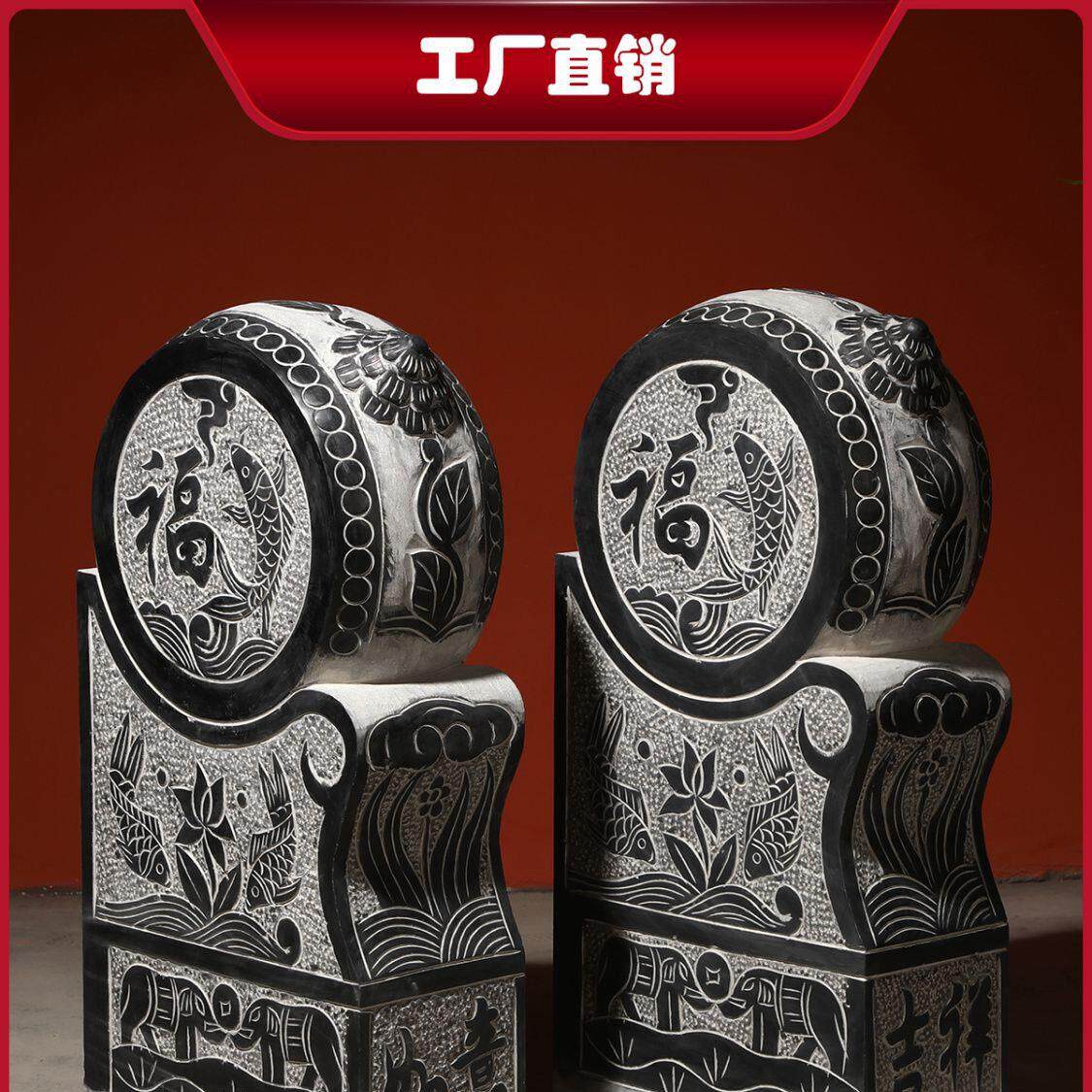 石雕门墩一对抱鼓石青石彷古石狮子镇宅家用门墩石鼓摆件招财大象