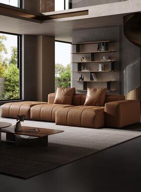 意式极简saba像素模块沙发真皮组合客厅转角贵妃大户型高档大平层