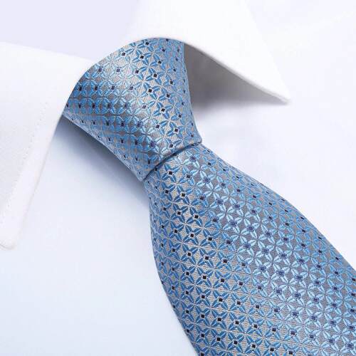 Luxury Blue Plaid Dot Silk Ties For Men Solid Wedding Access