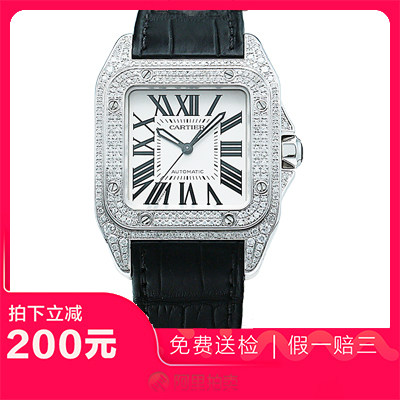 捡漏95新卡地亚山度士腕表后镶钻自动机械手表男表