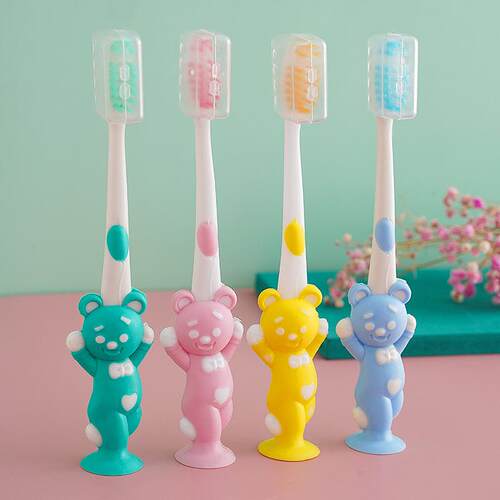 Pack of 4 Bear and Rabbit Toothbrushes for Children Aged 2-9