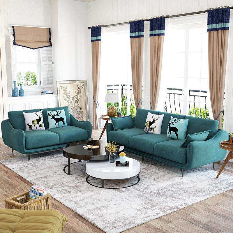 现代简约时尚大小户型客厅转角北欧风格乳胶海绵布艺沙发组合