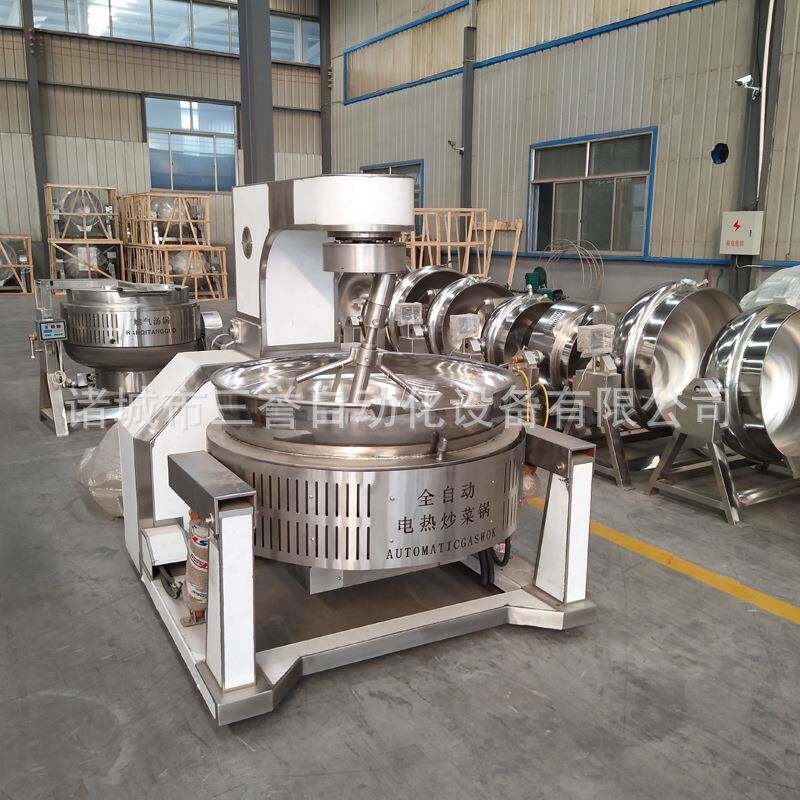 诸城企业单位食堂自动炒菜机自动倒料翻炒机商用大型熬酱机