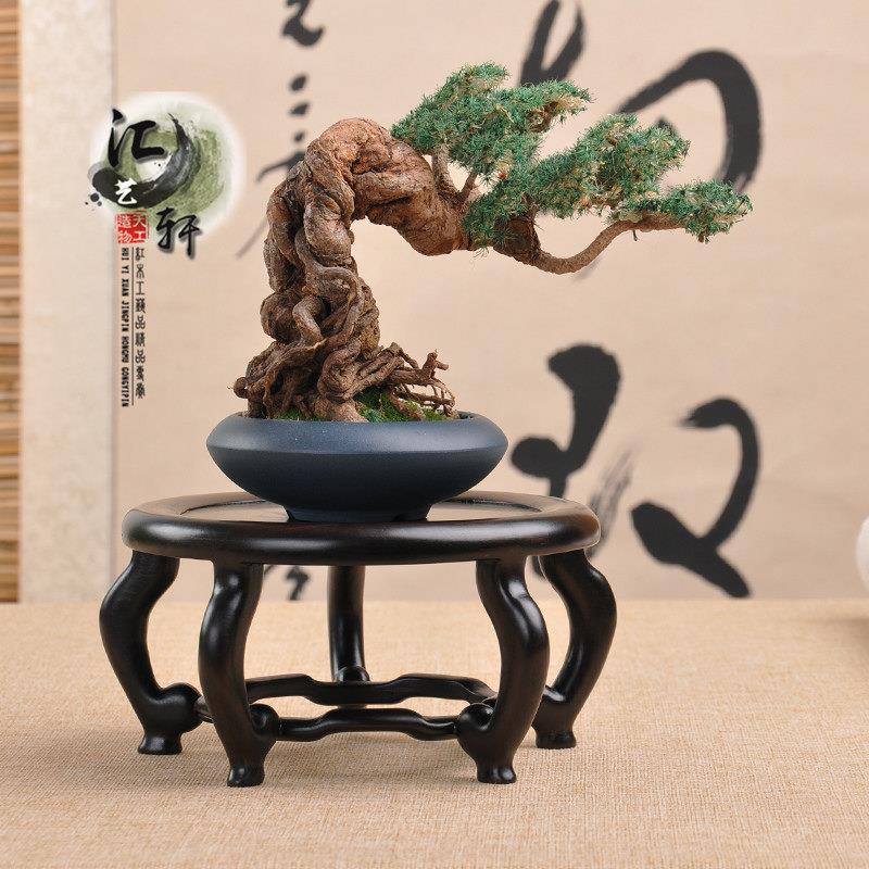 实木大红酸枝明式圆几底托微盆景茶壶香炉花瓶铜器摆件新中式底座