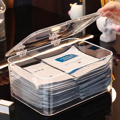 Clear Acrylic Mask Box with Flip-top, Home Organizer for Int