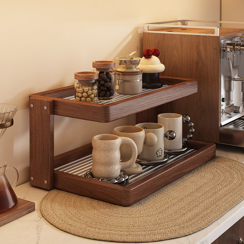 复古风实木杯架餐边柜水杯茶杯咖啡角水吧台布置杯子收纳置物架子
