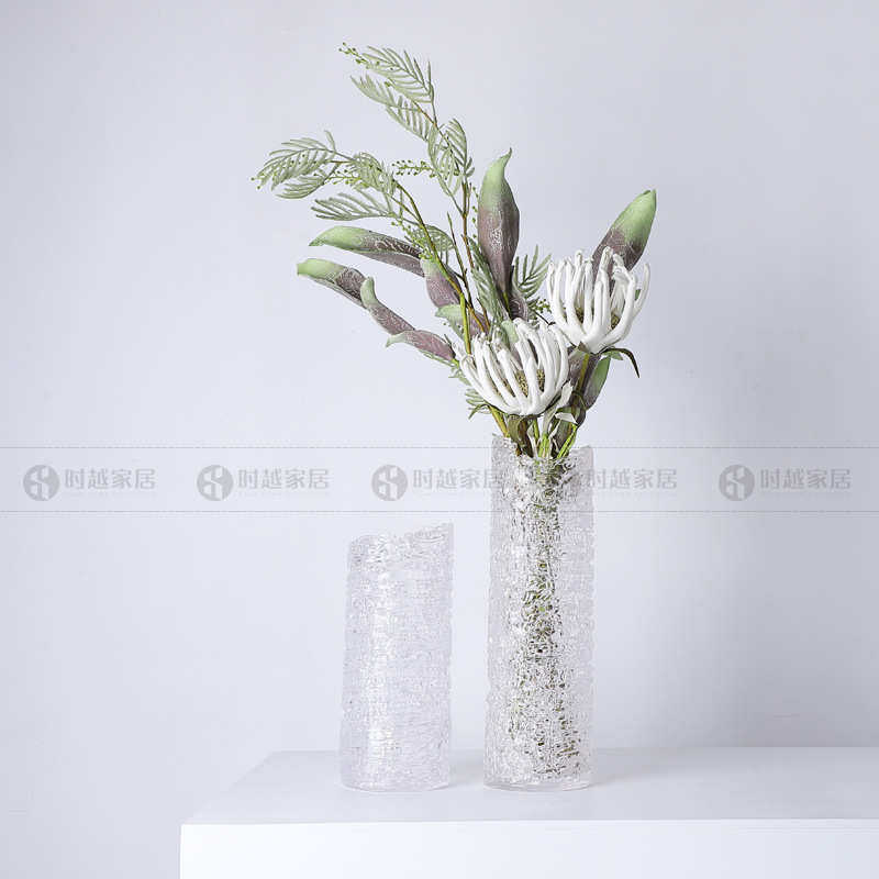 透明手工玻璃花瓶样板间客厅餐桌桌面软装家居饰品干花花插摆设