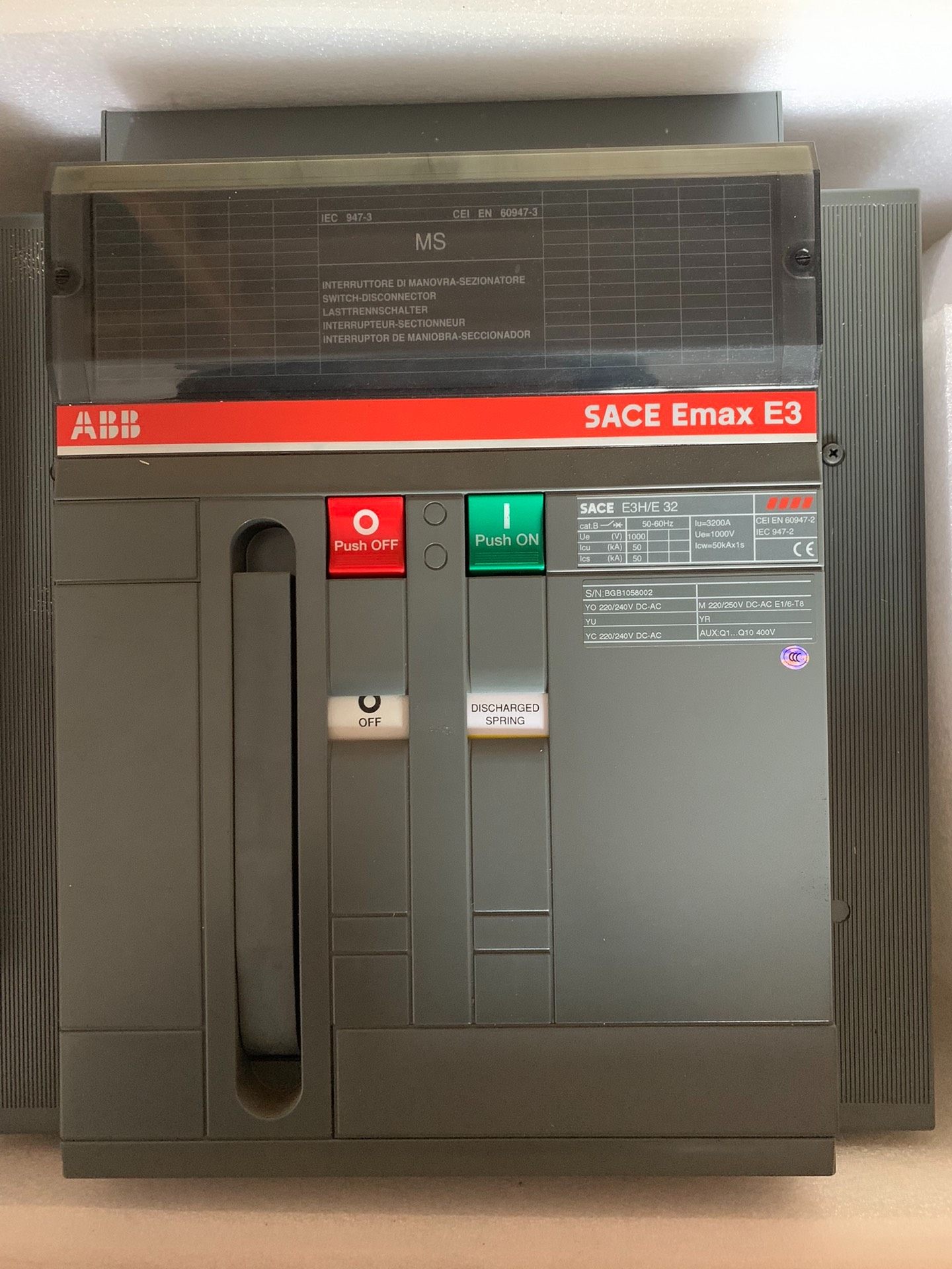 ABB E3H E32 MS3200A 固定式安装 全新没用