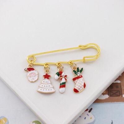 Christmas brooch Alloy cute Elk Snowman pin coat bag badge
