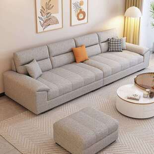 现代约拆棉麻可YF 63205三洗客厅小户型直排沙发奶油风人四人位布