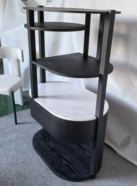 黑色酒柜岩轻奢客厅电沙视柜发旁铁艺层落地饮水机ltao1009置物架