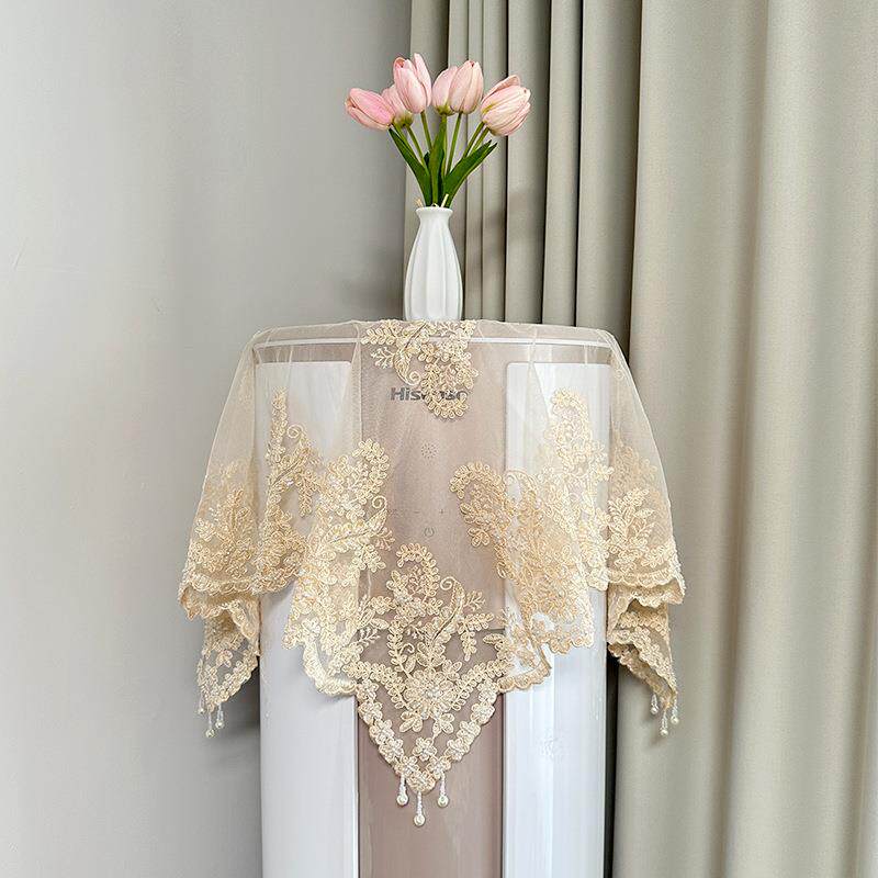 蕾丝空调防尘钉珠罩立式圆形开不取防尘布手串机珠工盖布床头柜电