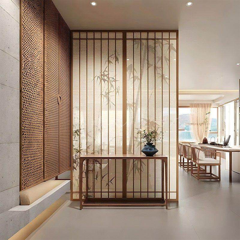 隔断门吊轮门古风国风山水画茶室移门宋代美学屏风无下轨道拉门,全屋定制,卧室门,淘宝优惠券,粉丝福利购,淘宝优惠卷