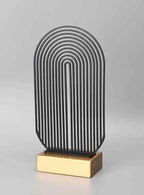 新中式金属黑色屏摆件样板售楼装部书房客房厅家居桌面艺风0006术