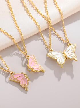 蝴蝶一对闺蜜项链二人磁吸女童