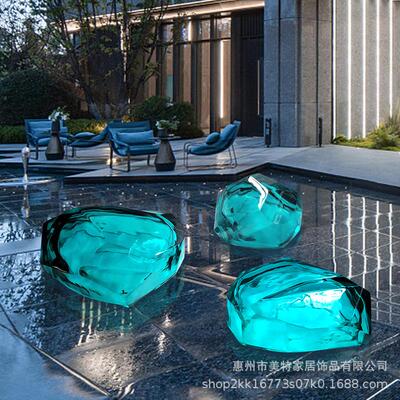 12透明地树脂景石观头雕塑酒店售楼处别墅软庭院水池大型落装饰摆
