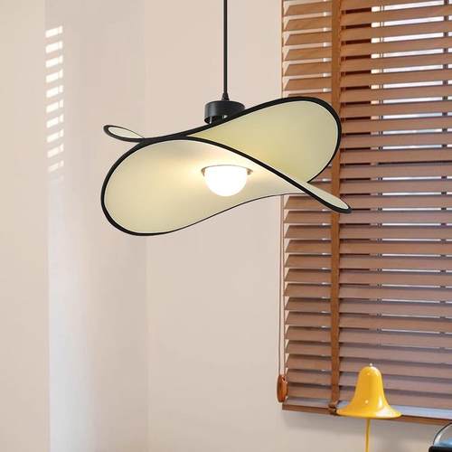 奶油布艺吊灯卧室书房法式中古诧寂风餐厅吧台民宿薯片草帽南洋灯