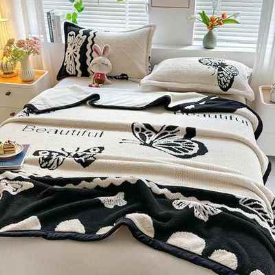 黑白阳离子芙001绒云锦绒复合多功毛毯盖塔能毯绒睡毯午毯子超柔