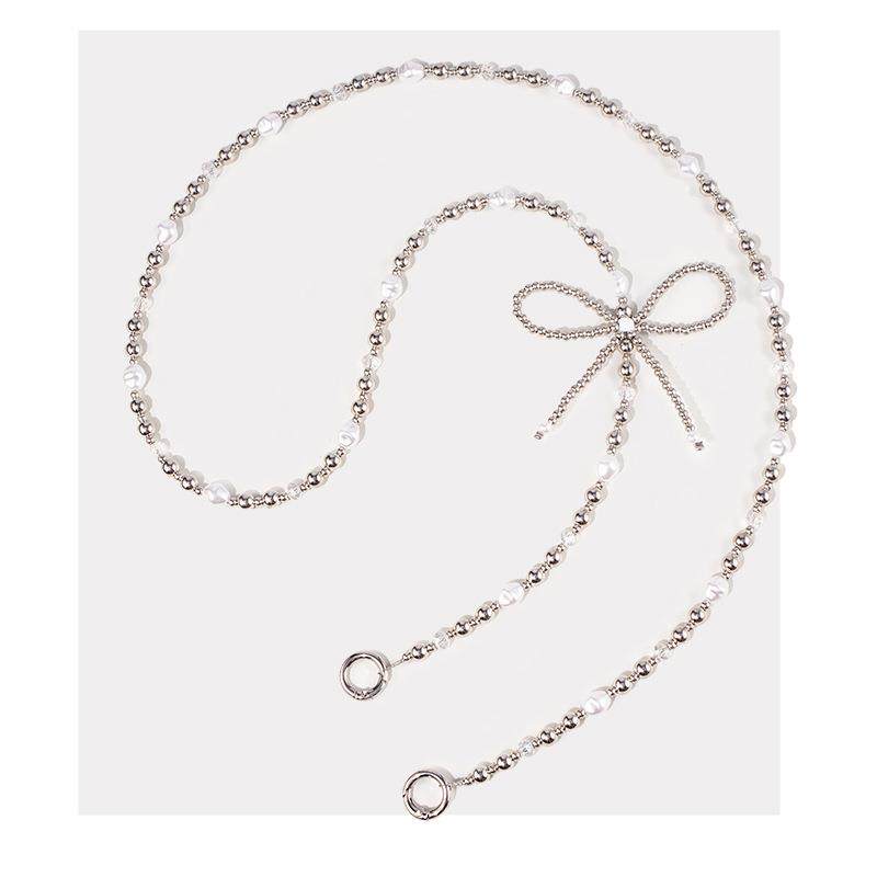 手机挂绳长款可背蝴蝶珍珠手机链可斜挎挂脖绳金属扣绳子手機掛繩