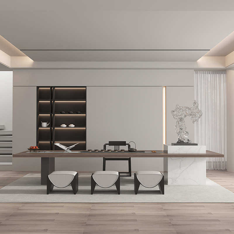 新中式实木茶桌椅组合现代极简轻奢岩板岛台会所办公室茶台泡茶桌,住宅家具,家用茶台/茶桌,淘宝优惠券,粉丝福利购,淘宝优惠卷