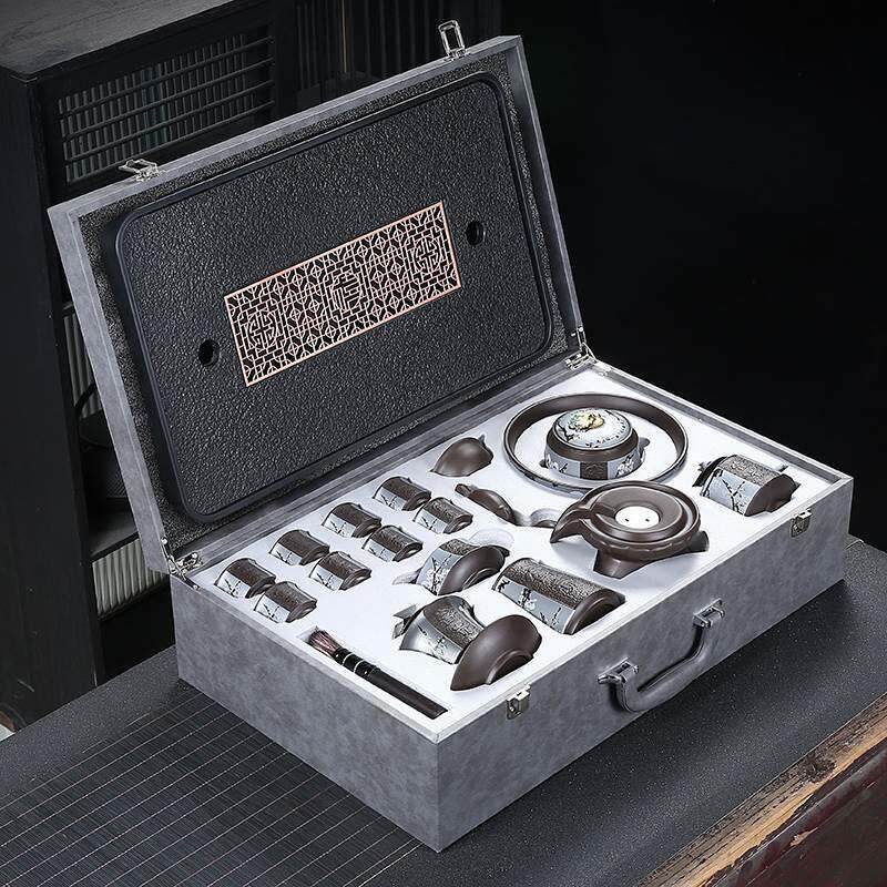 高档紫砂自动功夫茶具套装简约轻奢家用陶瓷泡茶便携式旅行包送礼