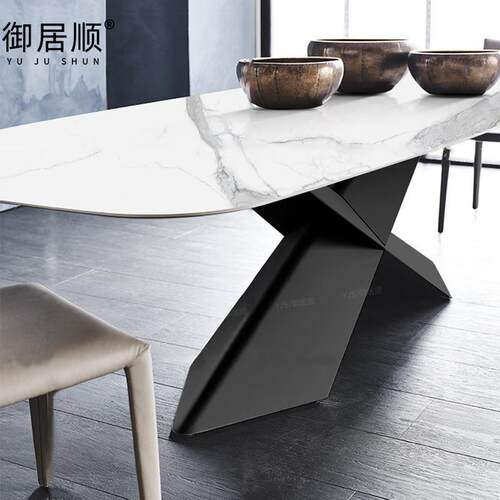 德利丰YJ岩板餐桌高档别设计意师餐桌家用式墅现代简约极大长餐简