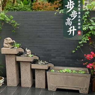 户外庭鱼池造景摆院落地大水景室外成品鱼流JDK水件循环水水系景