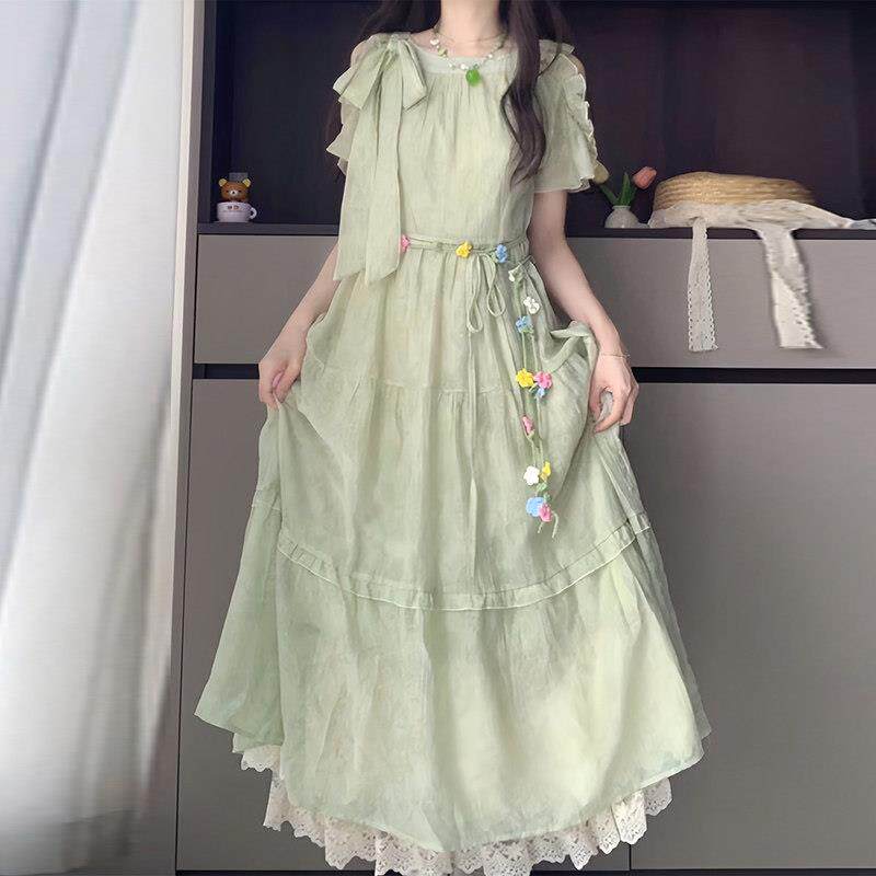 少女甜美法式温柔风洋装夏季漂亮裙子初高中学生洋派减龄中长裙