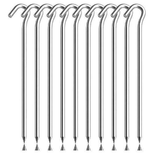 10PCS Tent Stakes Pegs with Hooks, Camping Tent Stakes for