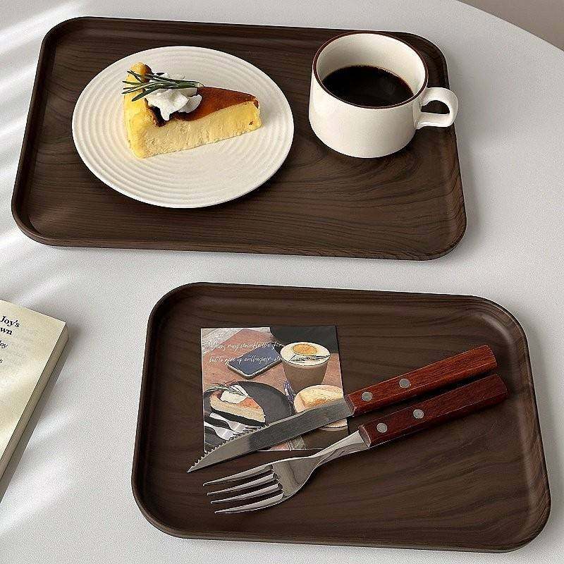 彷木纹托盘，矩形塑料托盘，茶盘，餐盘，家用水杯，茶杯，收纳托,餐饮具,餐用托盘,淘宝优惠券,粉丝福利购,淘宝优惠卷