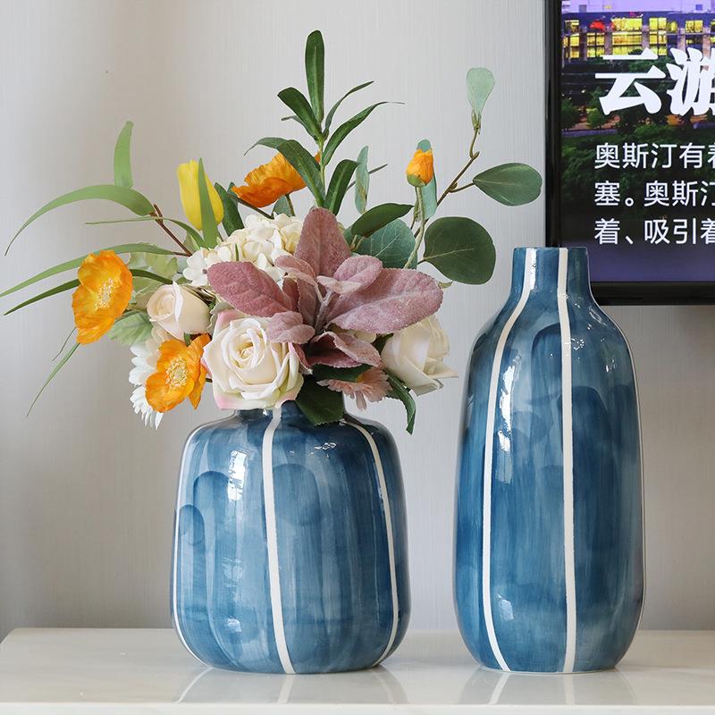 花瓶陶瓷客厅摆件插花干花装饰北欧创意简约餐桌摆件水养轻奢花器