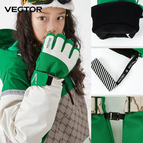 VECTOR儿童滑雪手套防水防滑耐磨保暖五指冬季加绒棉手套手闷子