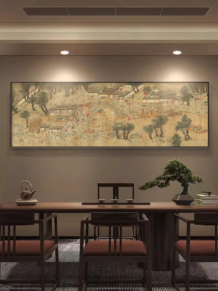 清明上河图装饰画中式客厅沙发背景墙挂画书房办公室山水国画壁画