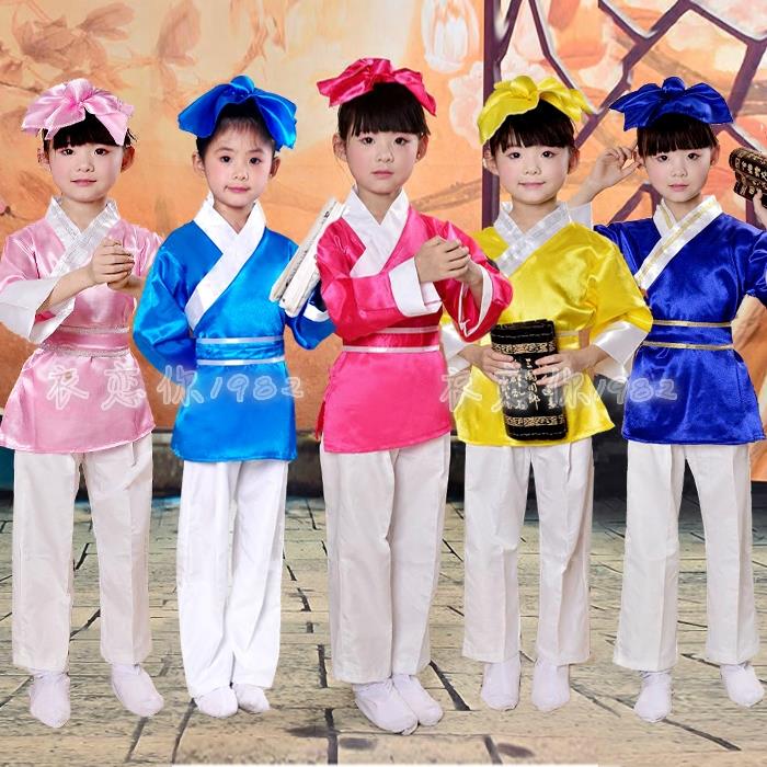儿童古代服装汉服男童女童古装中国风表演服三字经书童演出服装