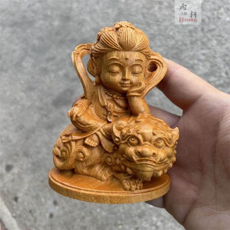 崖柏木雕文家殊普贤规格:10*内菩佛像实木雕刻居客厅萨装饰品实木