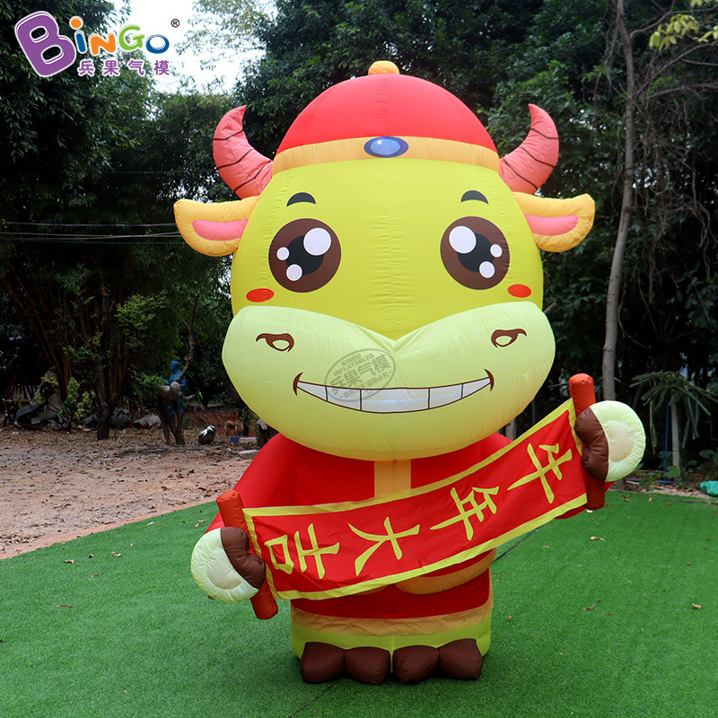充气牛年大吉卡通气模2021牛年春节装饰充气模型新年美陈装饰道具