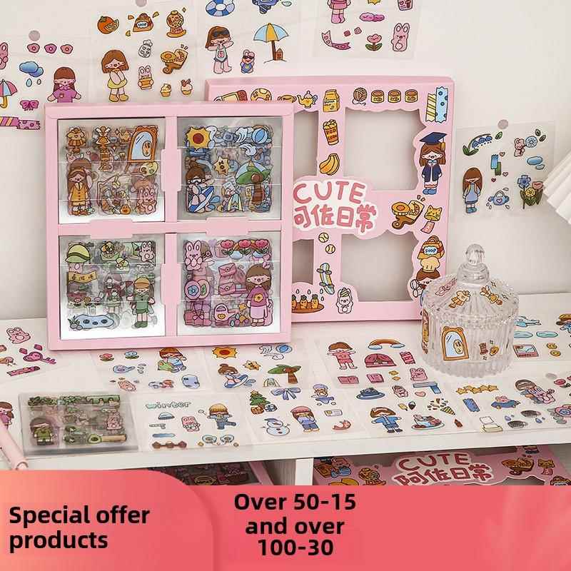 Azo的每日手册贴纸集可爱的小女孩角色卡通儿童在Mochi手册贴纸