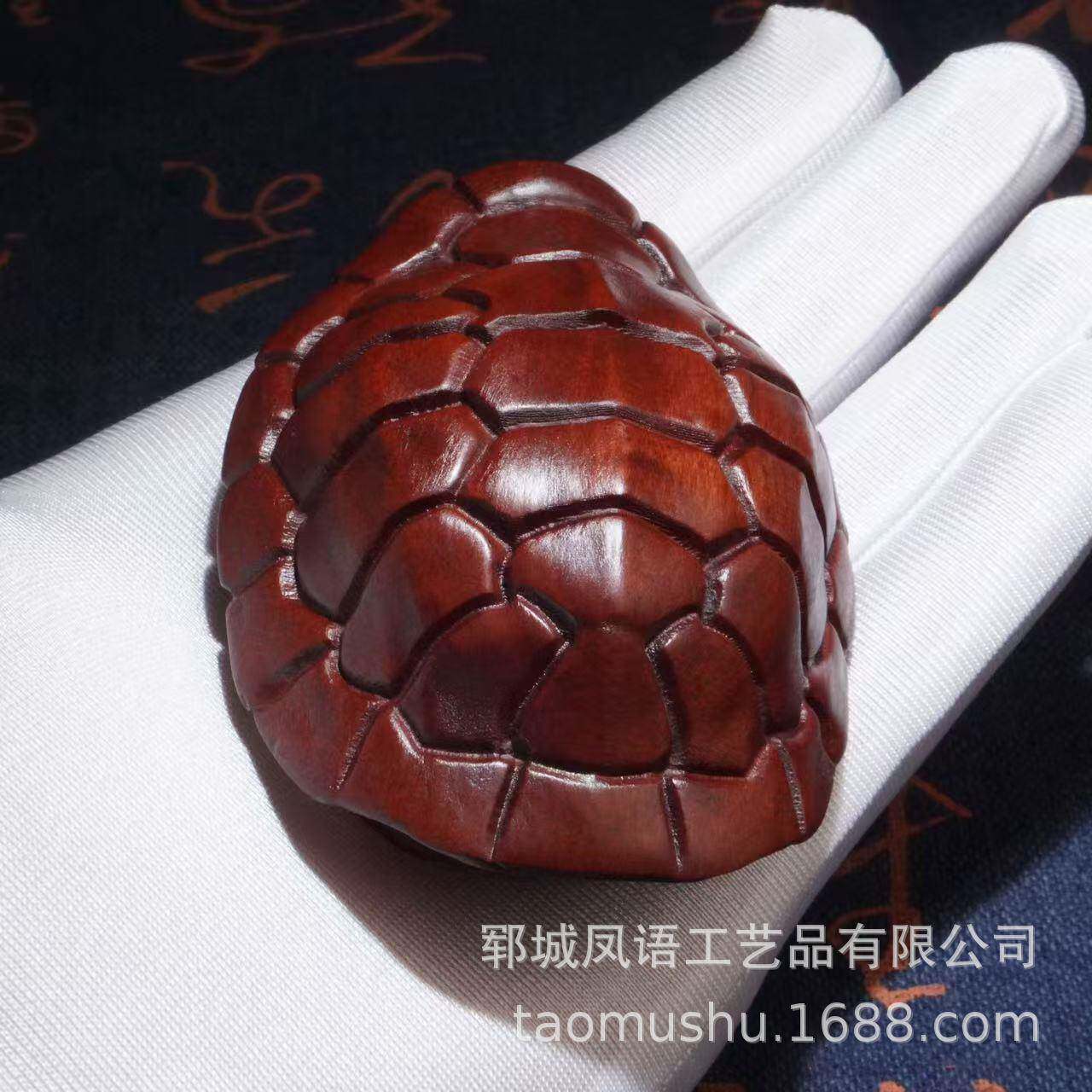 雷击枣木富甲天下雕刻龟壳文玩手把件手工饰品雷击枣木工艺品摆件
