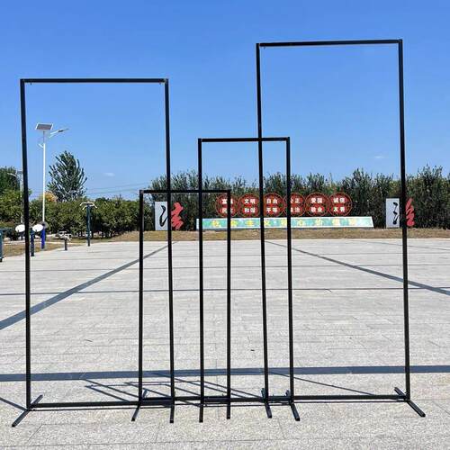 婚庆铁艺架子屏风婚礼黑色背景几何拱门迎宾支架