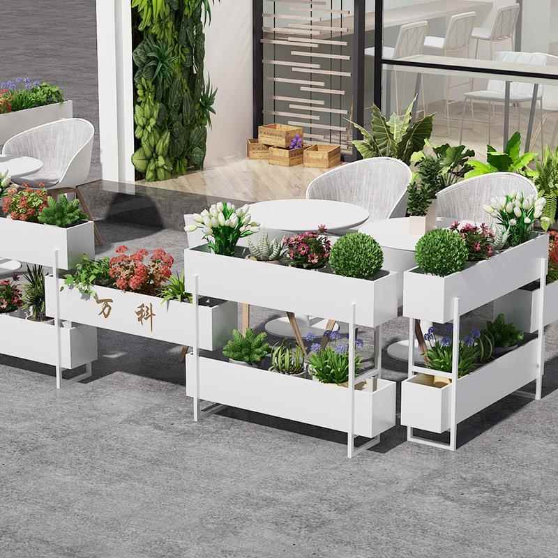 铁艺花架售楼部商场外摆围栏花盆架户外隔断花箱多层绿植花槽架子