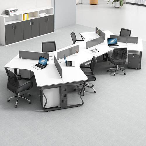 办公桌椅组合办公室3/5/6人位简约现代异形职员桌创意员工位卡座