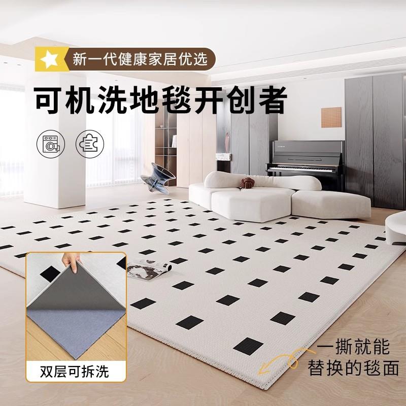 可拆洗机洗地毯客厅双层新款卧室茶几防水免打理厚地垫轻奢奶油风