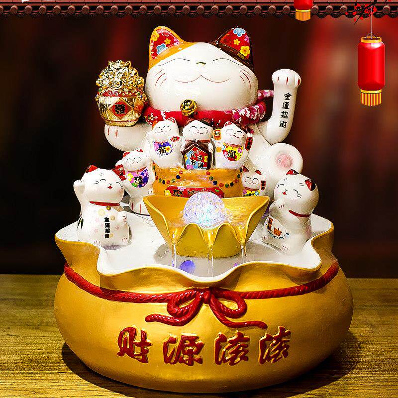 招财猫摆件开业家用自动招手创意陶瓷家居店铺发财猫前台礼品