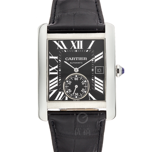 卡地亚手表男坦克系列精钢自动机械男表W5330004 9.8新