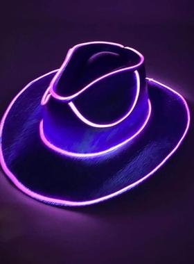 Wireless Disco Luminous Led Bride Cowgirl Hat Glowing Light