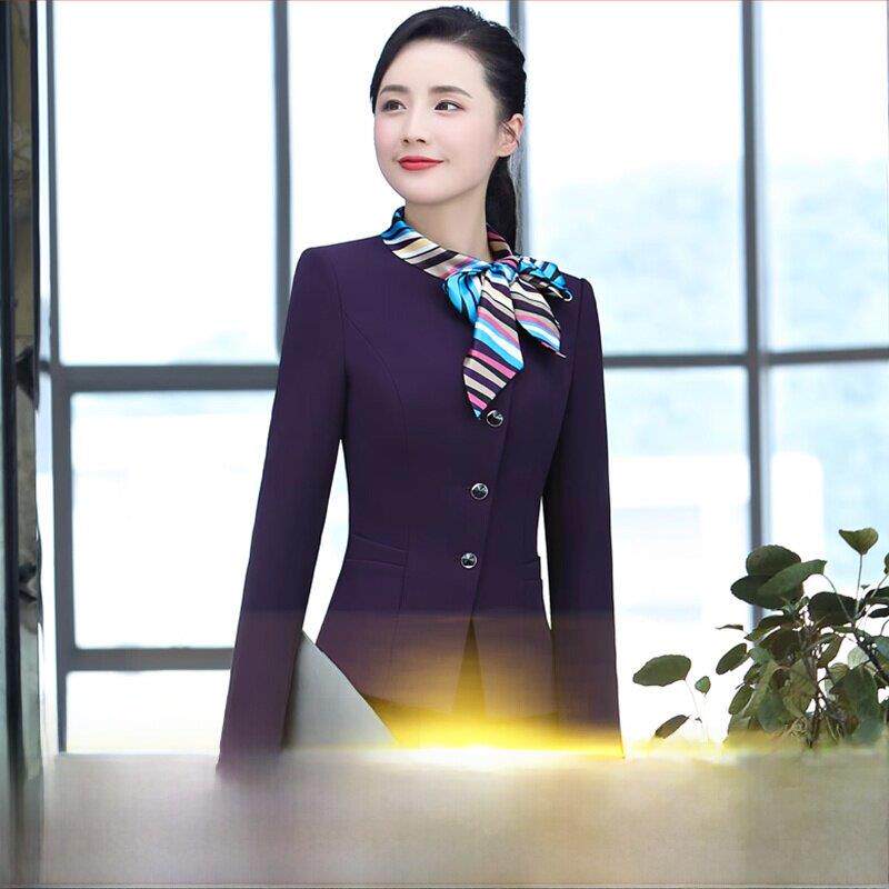 酒店前台工作服女士长袖秋冬服装美容师收银餐饮服务员Ktv专业套