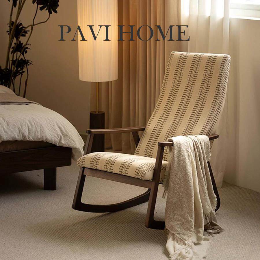 pavihome黑胡桃实木摇摇椅阳台家用实木摇椅靠背客厅沙发休闲躺椅